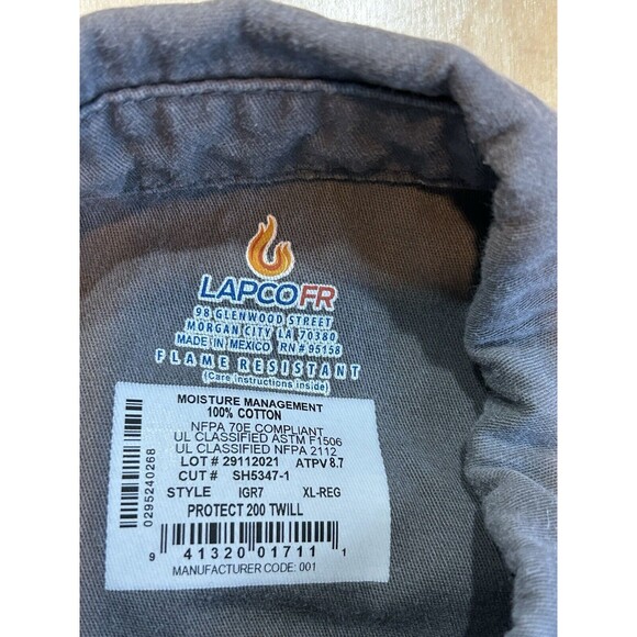 LAPCO FR Button-Down Shirt Men XL Long-Sleeve Workwear Monogram - Picture 6 of 8